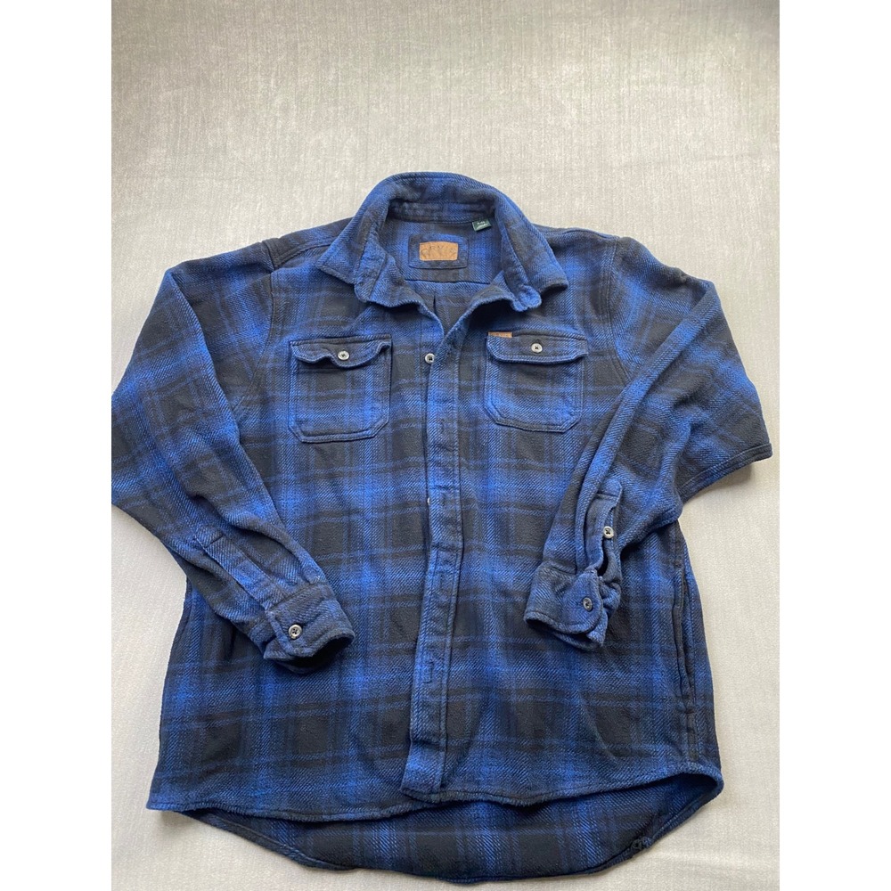 Orvis Mens XL Blue Black Plaid Flannel Button Down Shirt with Pockets Cotton
